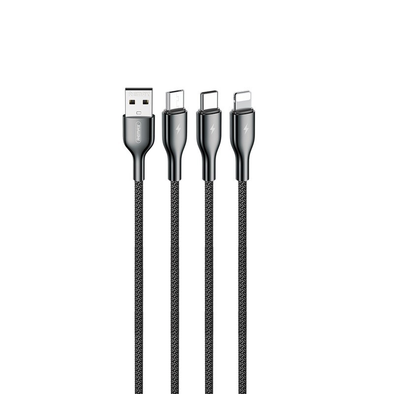 Кабель USB Remax (RC-092th) 3 in 1 сірий-0