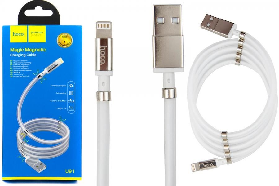 Кабель USB Magnet HOCO U91 Lightning білий-0