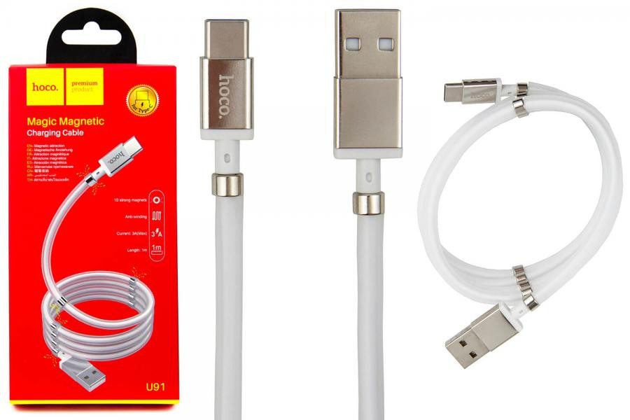 Кабель USB Magnet HOCO U91 Type-C білий-0