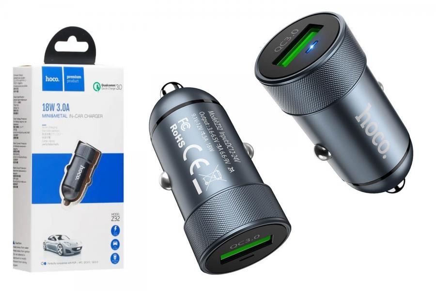 АЗУ-адаптер HOCO Z32 ( 1USB/3,0A) чорний-0