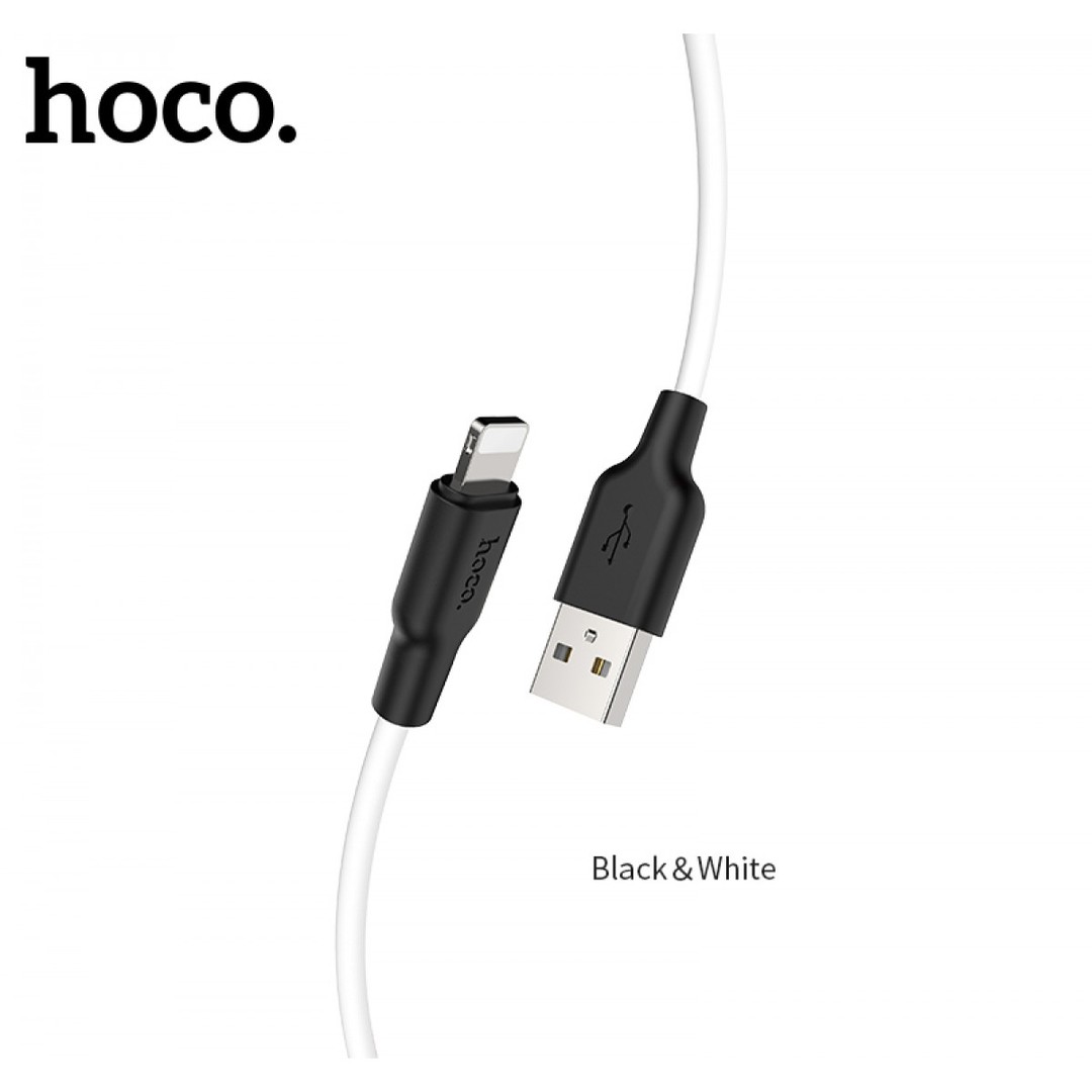 Кабель Lightning Hoco X21+ Silicone 1m чорно-білий-1