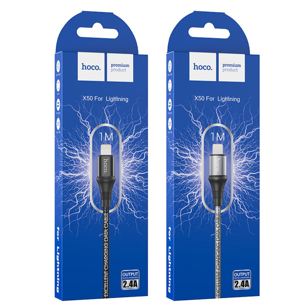 Кабель Lightning Hoco X50 Excellent чорний-0