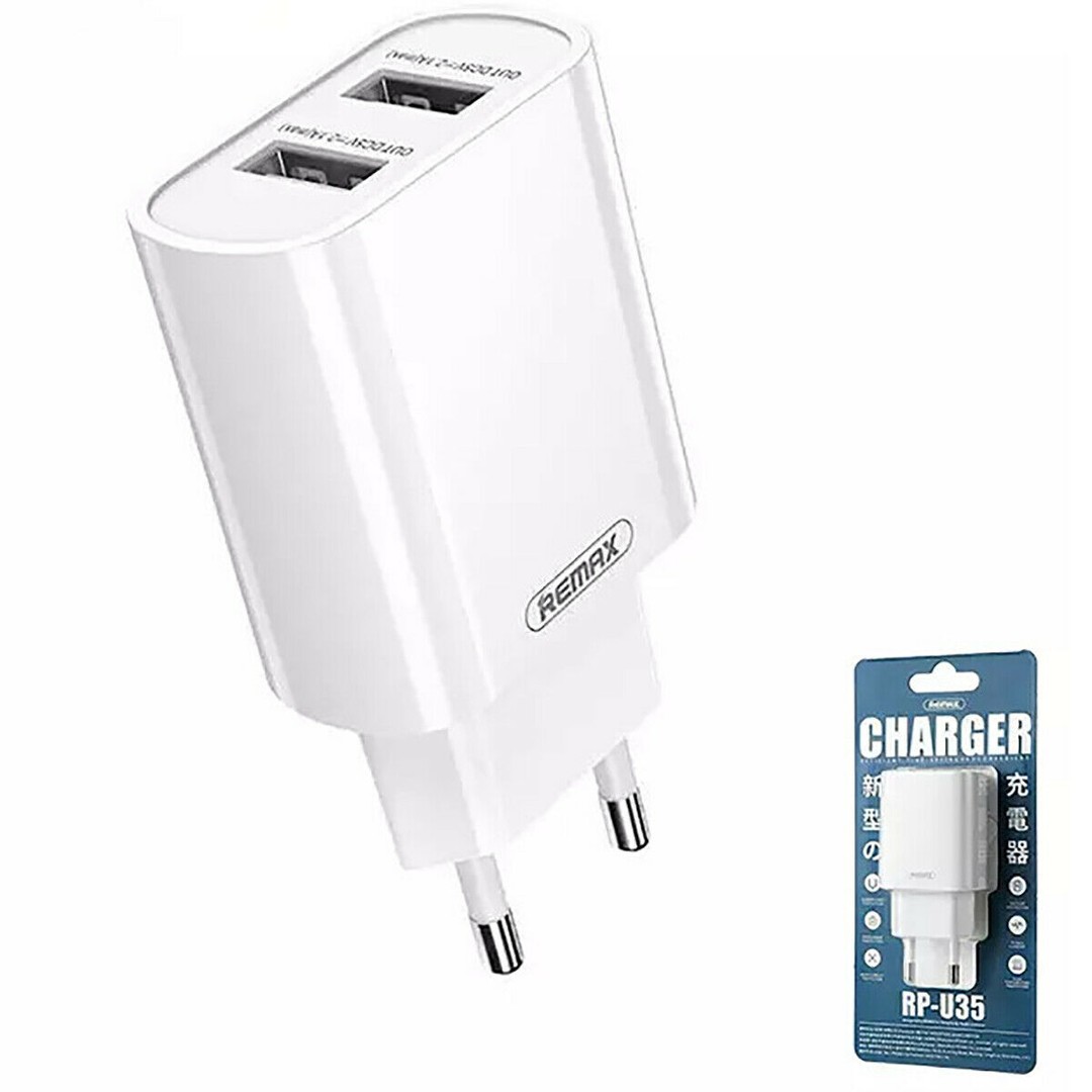 Адаптер мережевий Remax RP-U35 2USB 2.1A Simple Srries білий-0