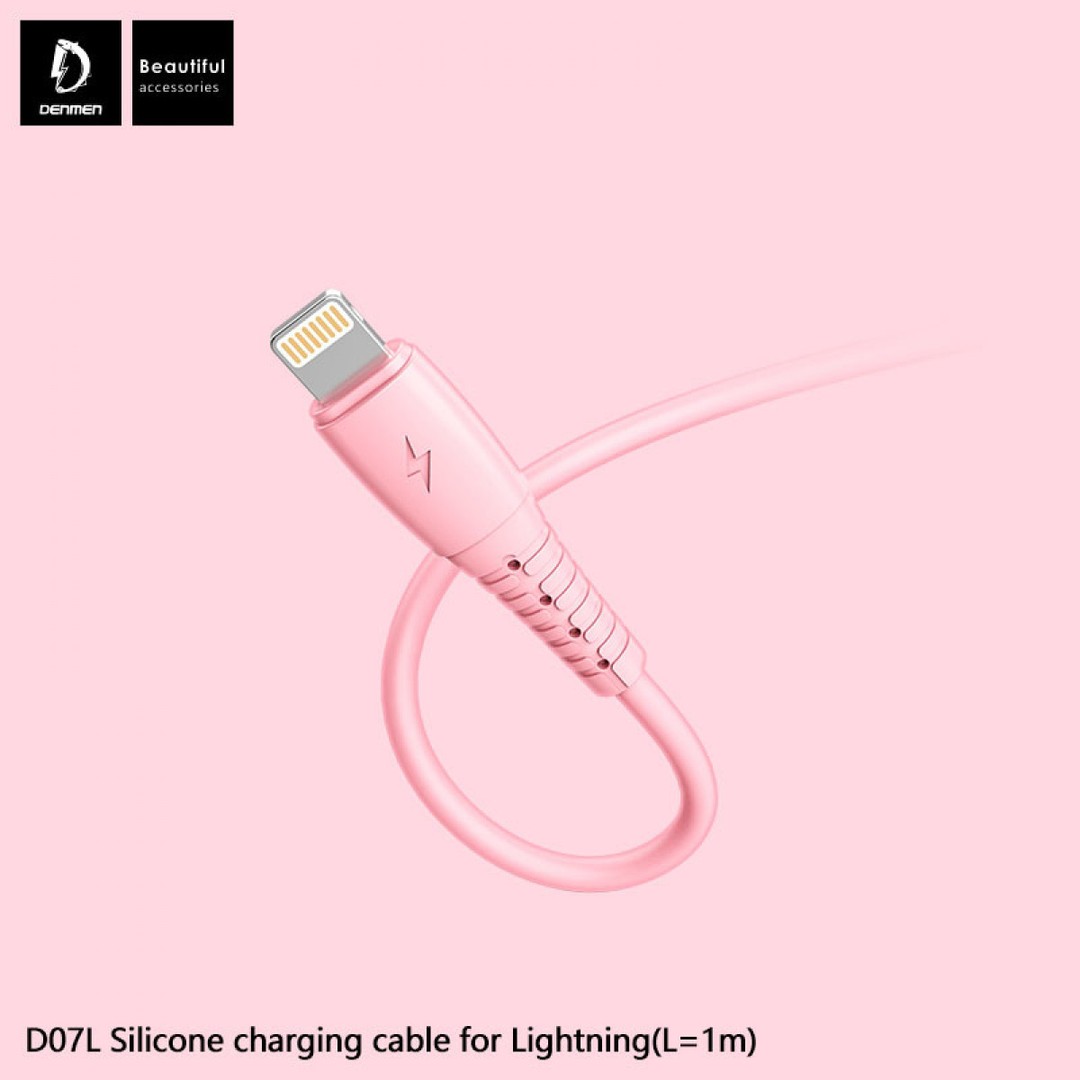Кабель Lightning Denmen D07L рожевий-0