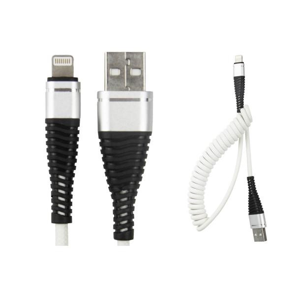 USB cable Lightning з пружиною білий-0