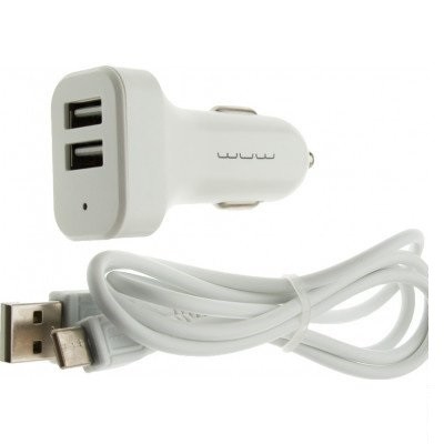 Автомобільний зарядний пристрій WUW T22 2USB 2A with Type-C cable білий-1