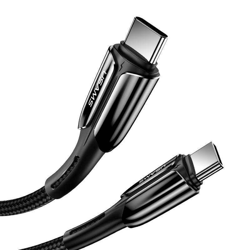 Cable Usams US-SJ402 Zinc Alloy U42 Type-C -> Type-C Black 1.2m-1