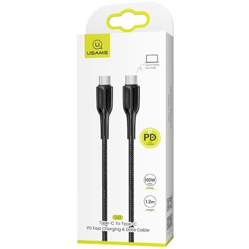 Cable Usams US-SJ402 Zinc Alloy U42 Type-C -> Type-C Black 1.2m-0