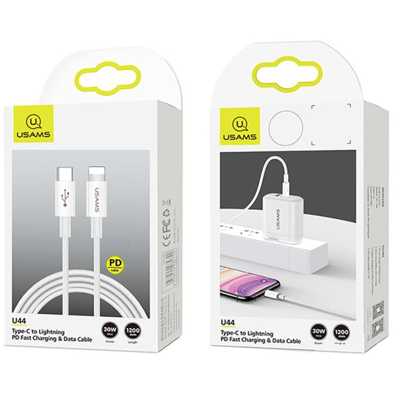 Cable Usams US-SJ407 Fast Charging U44 Type-C -> Lightning Grey 1.2m-0