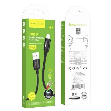 Зарядний шнур Hoco X89 Wind USB to Lightning (1m) (Black)-0