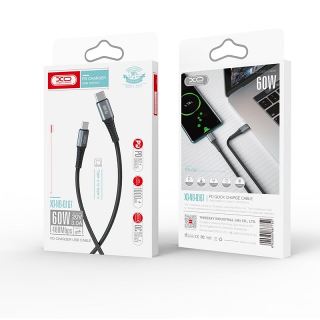 Кабель XO NB-Q167 Type-c to Type-c 60W (Black)-1
