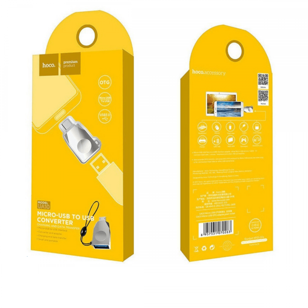 Перехідник Hoco UA10 Micro-USB OTG adapter Silver-1