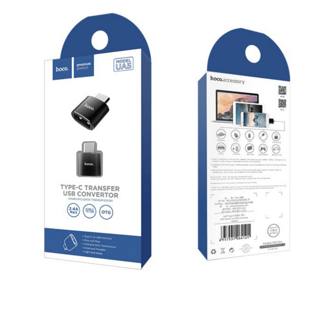 Перехідник Hoco UA5 Type-C to USB converter Black-1