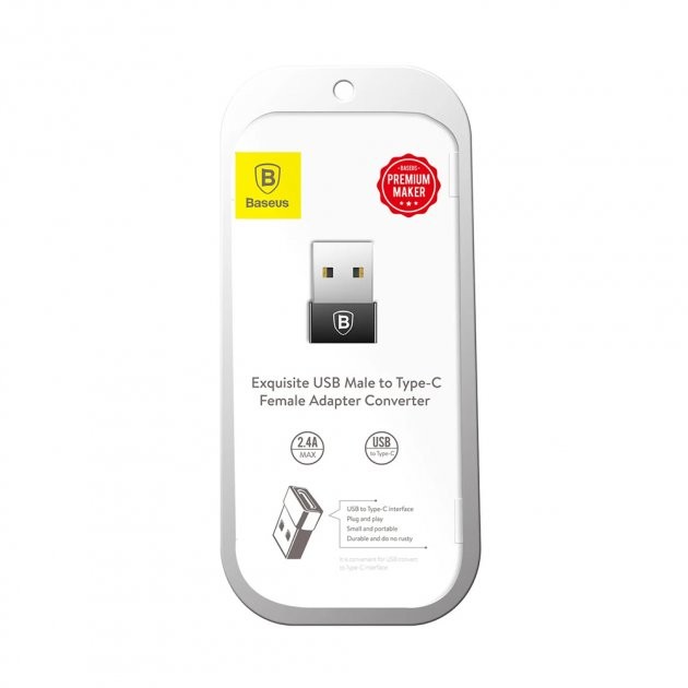 Перехідник Baseus Exquisite USB Male to Type-C Female Adapter Converter Black-1