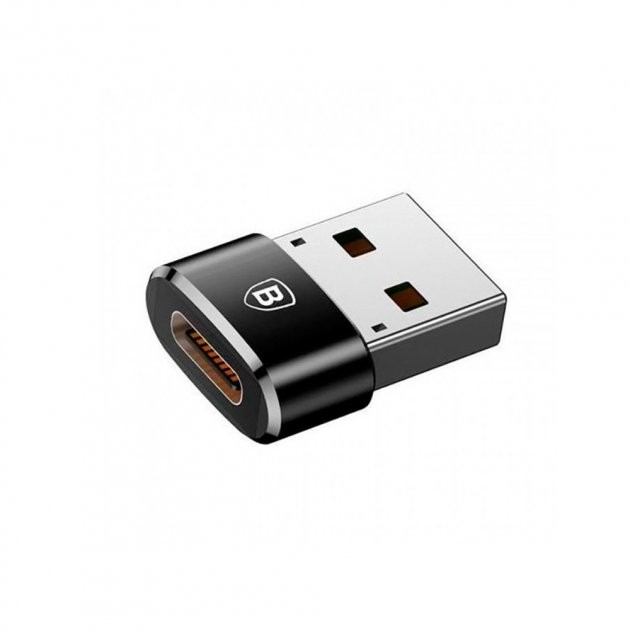 Перехідник Baseus Exquisite USB Male to Type-C Female Adapter Converter Black-0