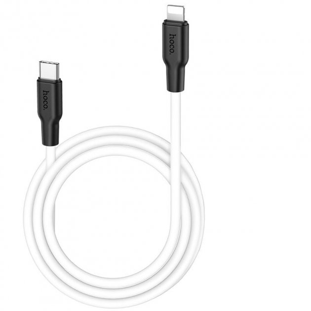 Кабель TYPE-C to Lightning Hoco X21+ Silicone 1m чорно-білий-0