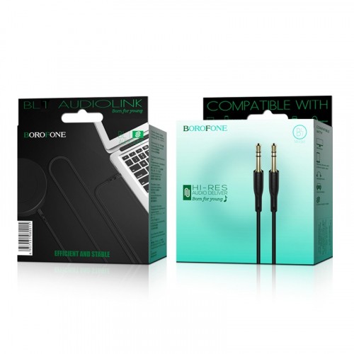 AUX-Кабель BOROFONE BL1 Audiolink 3.5mm 1m black-0