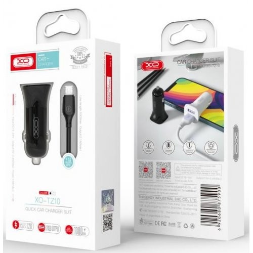 XO TZ10 double USB 12W 2.4A (Lightning) Black-0