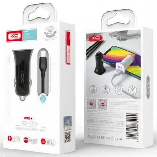 XO TZ10 double USB 12W 2.4A (MicroUSB) Black-0
