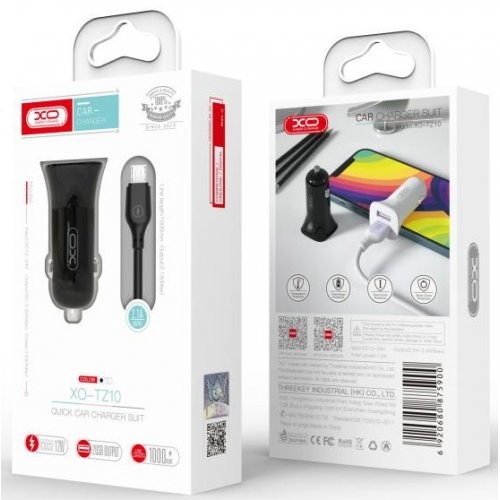 XO TZ10 double USB 12W 2.4A (Type-C)  Black-0