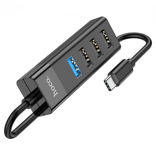 Хаб Hoco HB25 Easy mix 4-in-1 converter(Type-C to USB3.0+USB2.0*3) Black-1