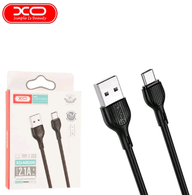 Кабель Type-C XO NB200 2.4A 2m (Чорний)-0