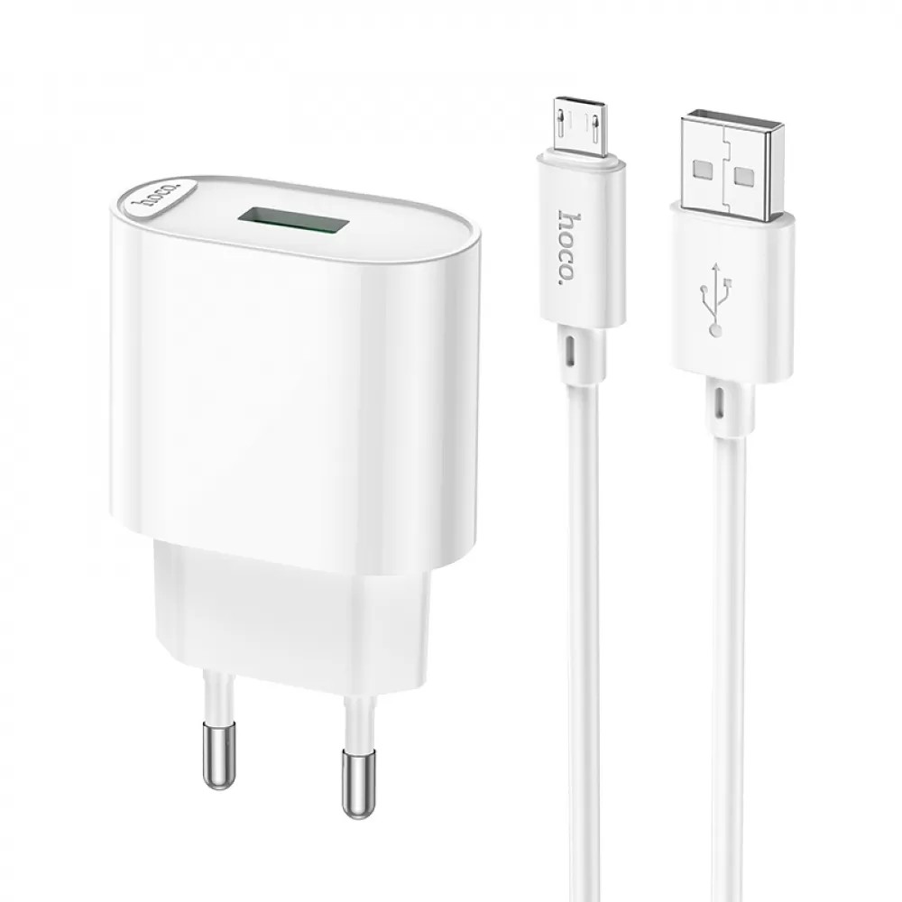 Мережевий зарядний пристрій Hoco C109A Fighter Micro 1USB QC3.0  white-1