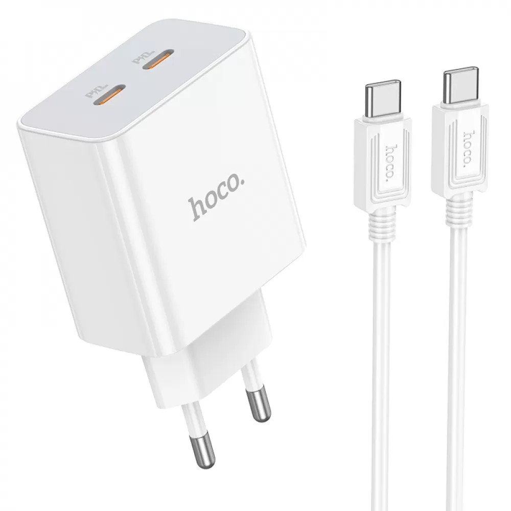 Мережевий адаптер Hoco C108A Leader PD35W 2 TYPE-C (EU) white-2