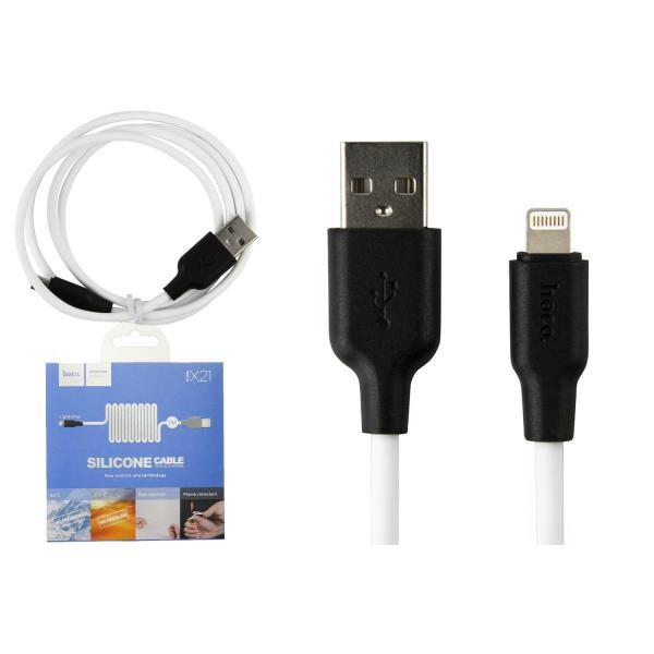 Кабель Lightning Hoco X21 Silicone 1m чорно-білий-0