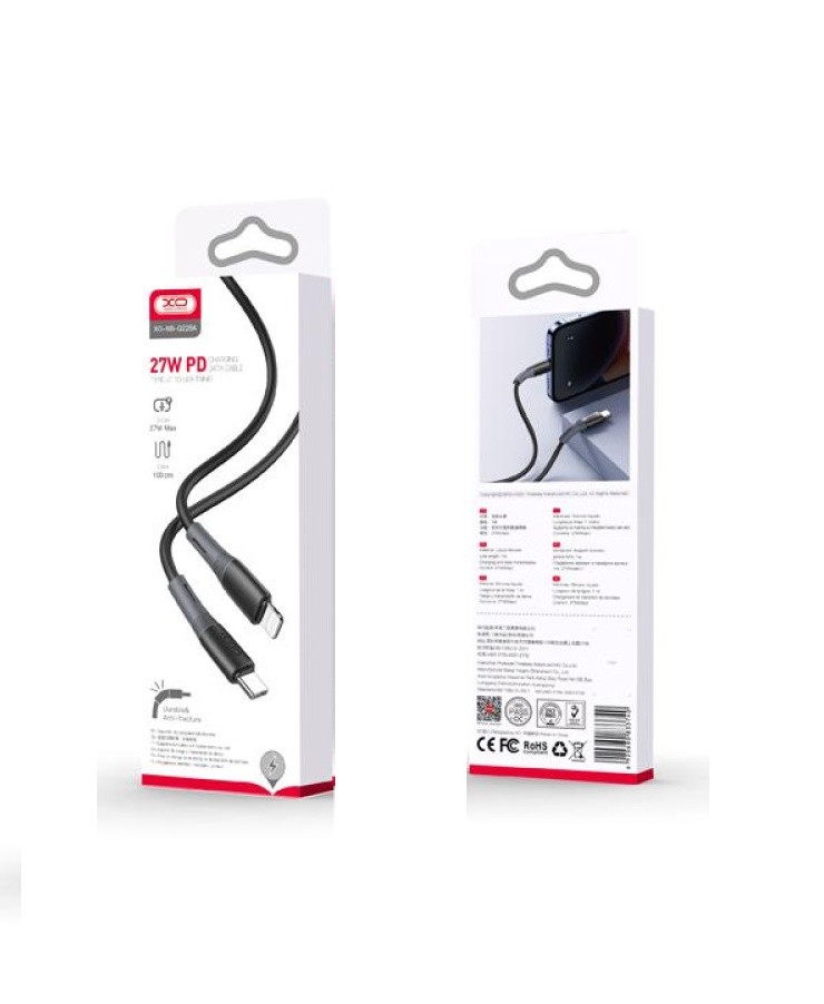 Кабель XO NB-Q226A 27W Type-C to Lightning silicone two-color чорний-0