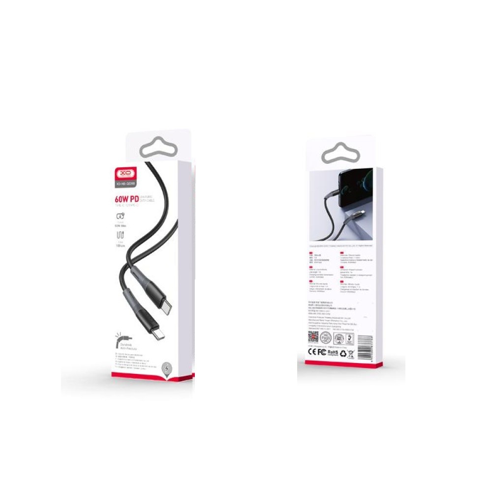 Кабель XO NB-Q226B 60W Type-C to Type-C silicone two-color чорний-0