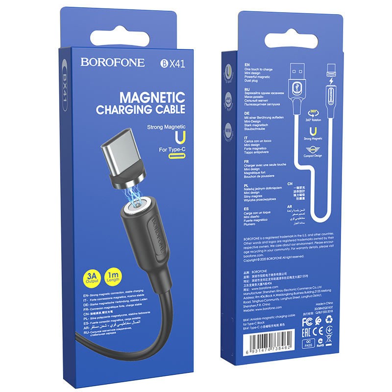 Зарядний шнур Borofone BX41 Amiable USB to TYPE-C 1m (Чорний)-1