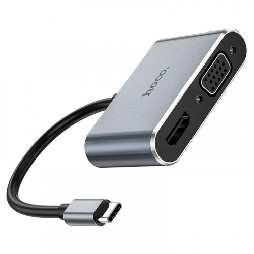 Концентратор (Хаб) HOCO HB30 Eco Type-C multi-function converter(HDTV+VGA+USB3.0+PD) Сірий-1