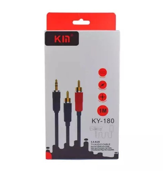 Cable Aux to 2 RCA (1m)  KY-180 Nylon Black-0