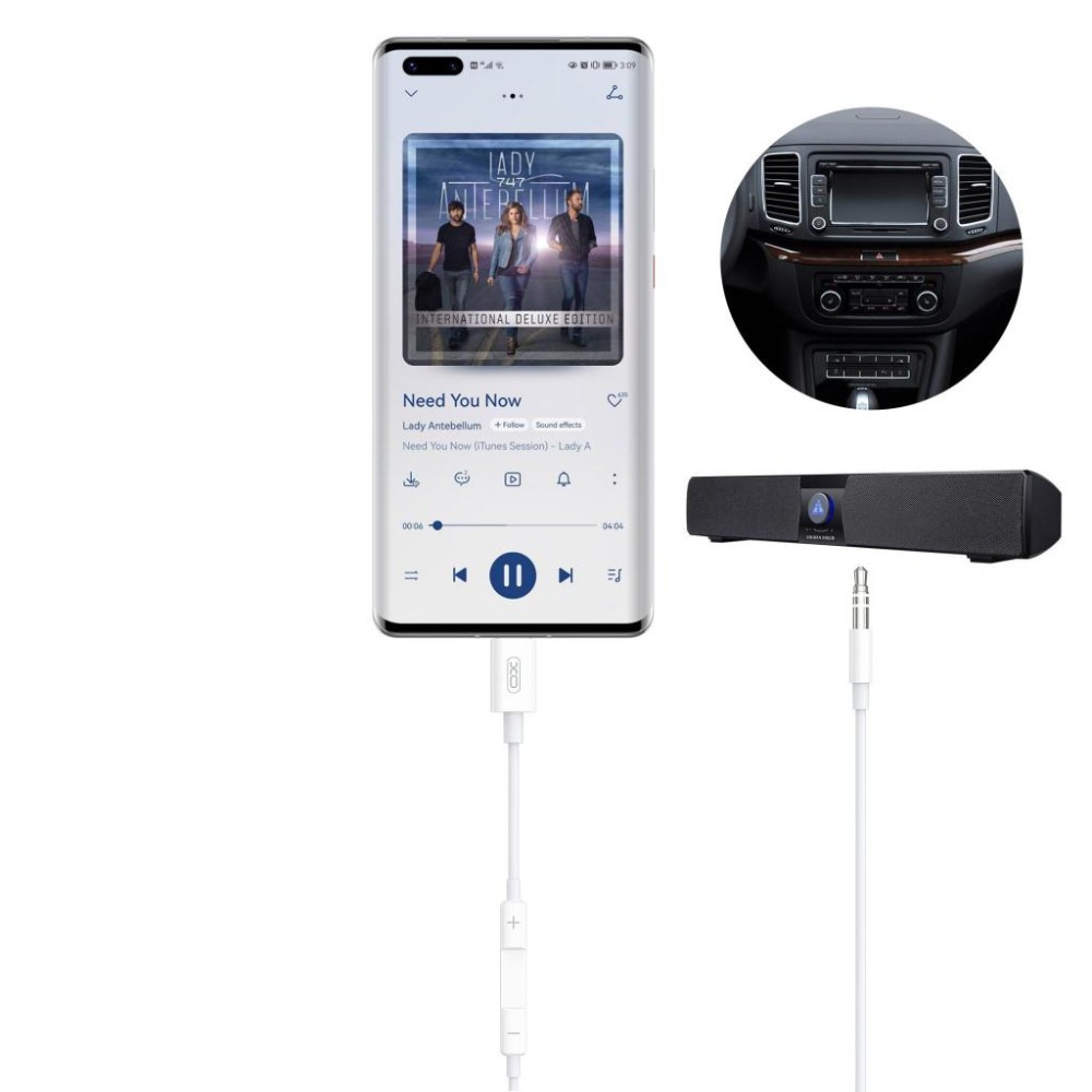 AUX  XO NB-R192B Type-C to 3.5mm 1m (Білий)-2
