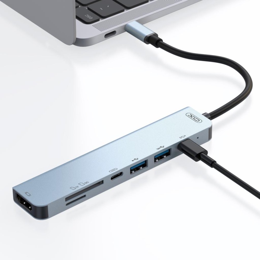Перехідник XO HUB008 7in1 Multifunctional (Сірий)-2