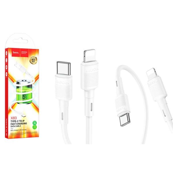 Кабель Type-C to Lightning HOCO X83 Type-C/Lightning (1m)  (Білий)-0