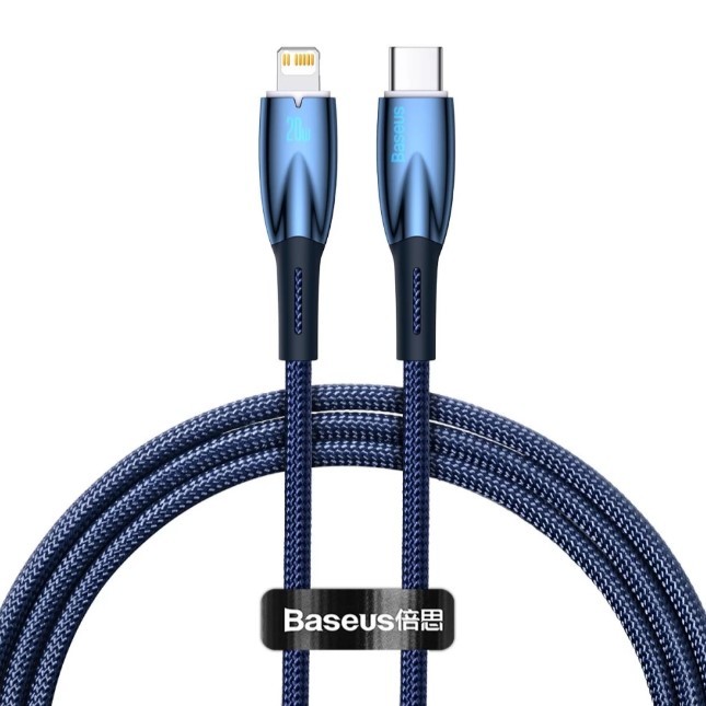 Кабель Type-C to Lightning Baseus Glimmer Series FC 20W 1m  (Синій)-2