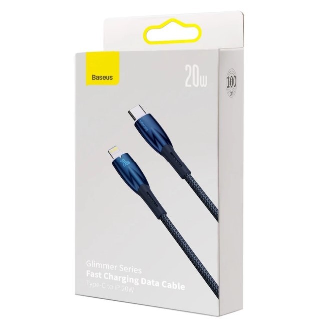 Кабель Type-C to Lightning Baseus Glimmer Series FC 20W 1m  (Синій)-0