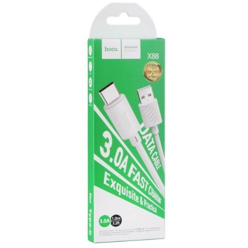 Зарядний шнур Hoco X88 Gratified charging data cable для Type-C 3A 1m  White-0