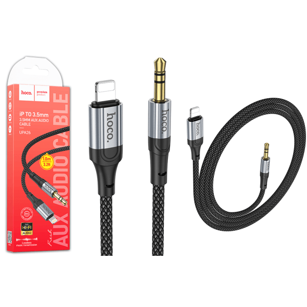AUX Cable HOCO UPA26 (Lightning to 3.5mm) чорний-0