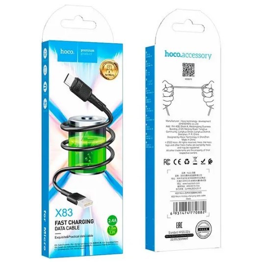 Кабель Hoco X83 Victory 3A USB to Type-C 1m (black)-0
