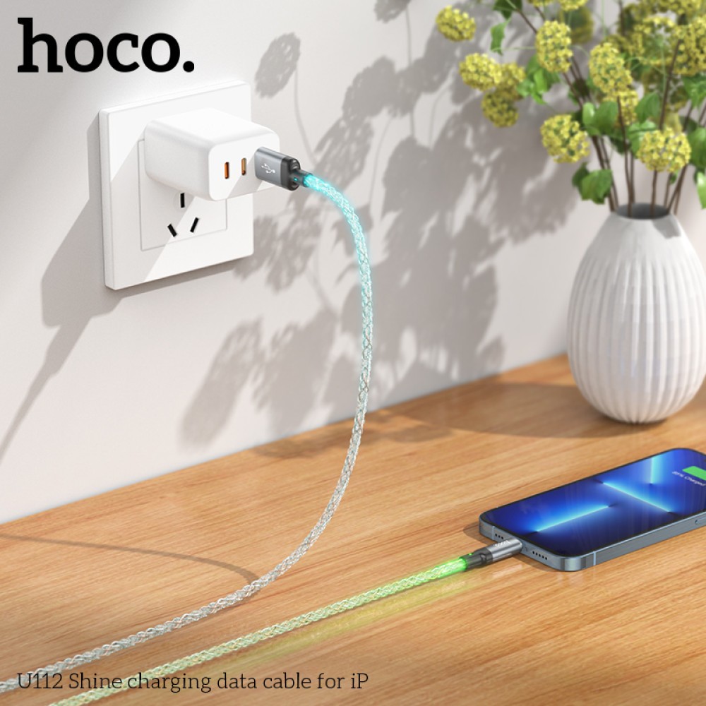 Кабель HOCO U112 Shine USB to Lightning сірий-2