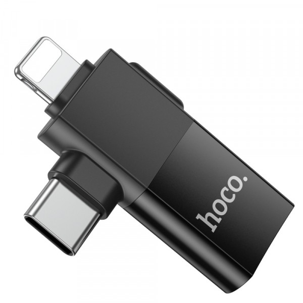 Перехідник Hoco UA17 Lightning /Type-C male to USB converter Black-1