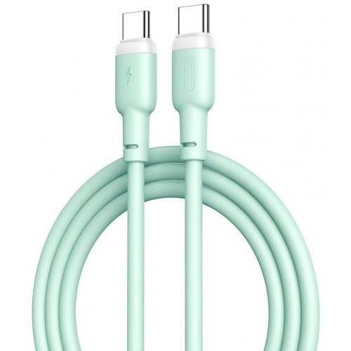 USB Кабель XO NB208B Type-C-Type-C Liquid Silicone 60W 5A 1.0m Green-1