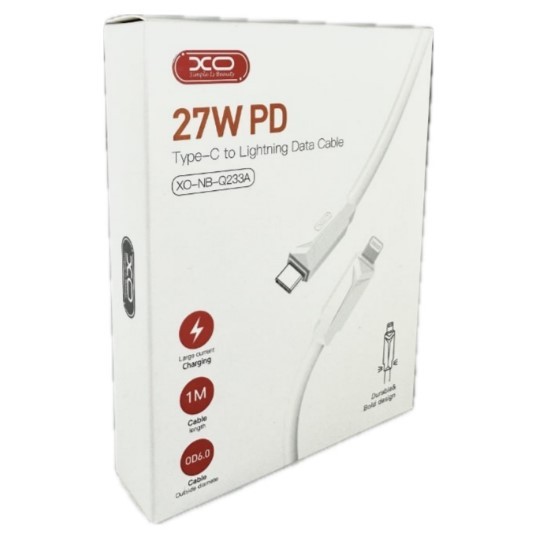 USB Кабель XO NB-Q233A Type-C-Lightning 27W 3A 1.0m White-0