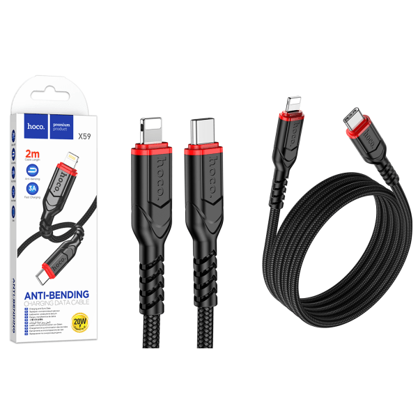 USB cable HOCO X59 Type-C/Lightning PD (2m) black-0