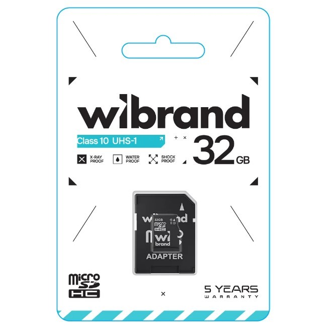 Карта пам`яті microSDHC (UHS-1) Wibrand 32Gb class 10 (adapter SD)-0