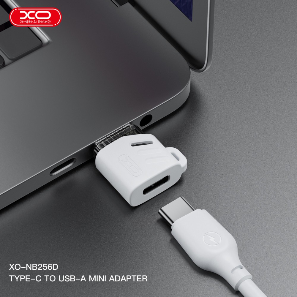 Перехідник XO NB256D Type-c female to USB male (зі шнурком) (Білий)-1