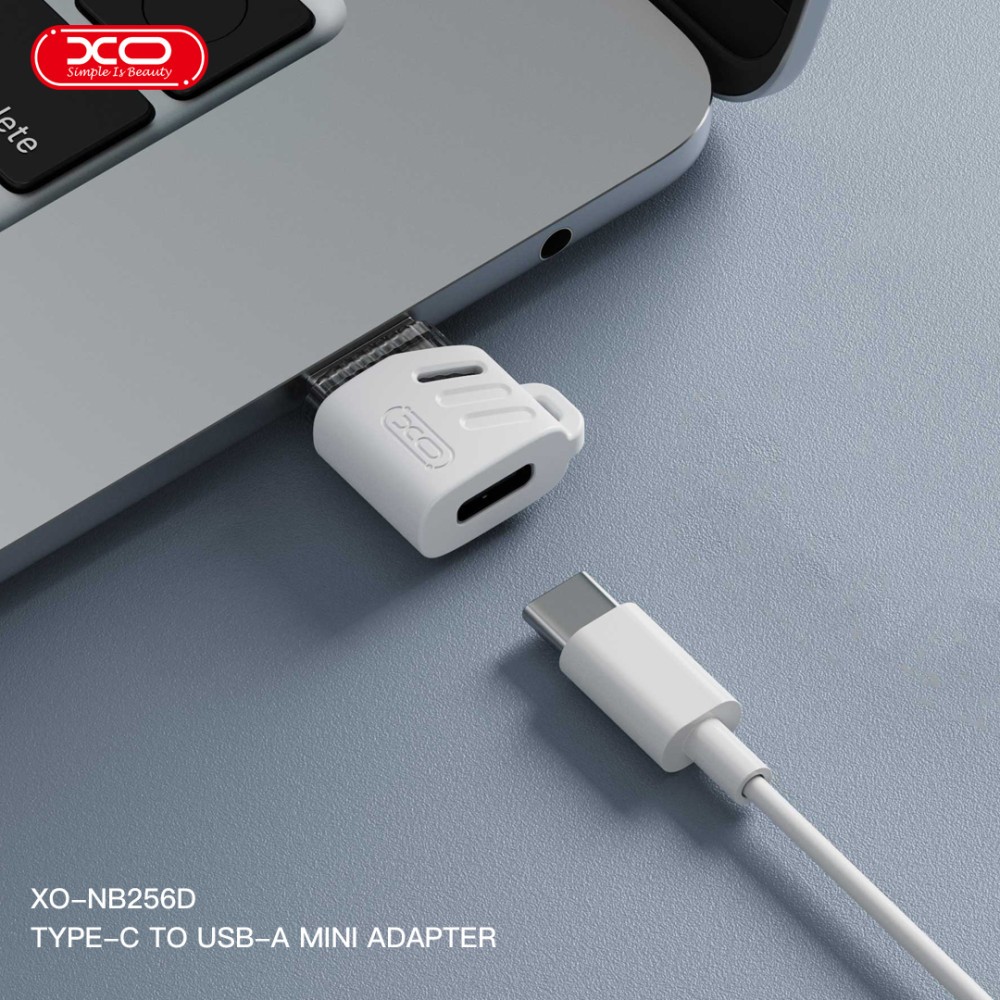 Перехідник XO NB256D Type-c female to USB male (зі шнурком) (Білий)-2